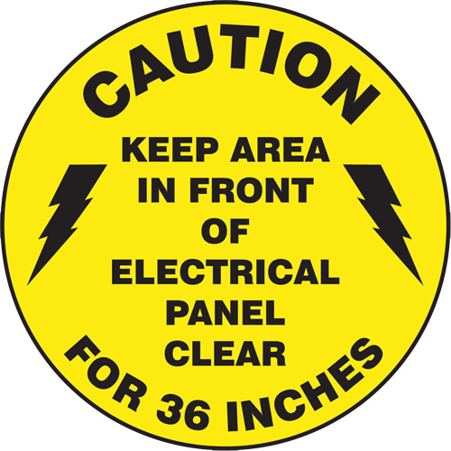 Accuform Signs MFS778 "Keep Area In Front of Electrical Panel Clear" Slip-Gard Floor Sign, Adhesive, English with Pictogram