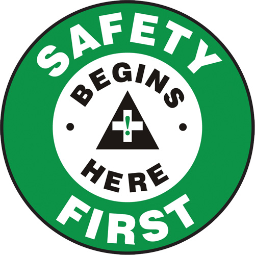 Accuform NMC MFS785 "Safety First" Slip-Gard Floor Sign, Adhesive, English with Pictogram