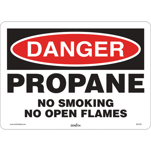 Produits de sécurité Zenith SGI139 Enseigne de s&eacute;curit&eacute; Danger Propane, 10" x 14", Vinyle, Anglais
