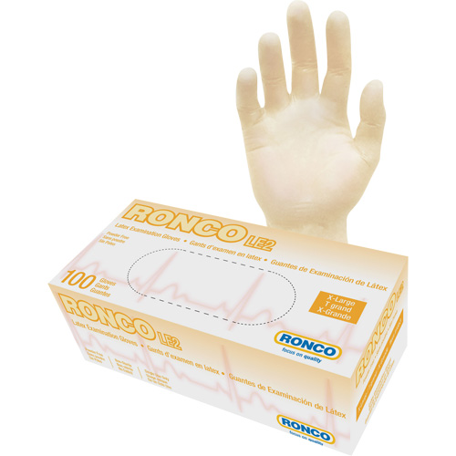 Ronco 1853 Disposable Gloves, X-Large, Latex, 4-mil, Powder-Free, Natural, Class 2