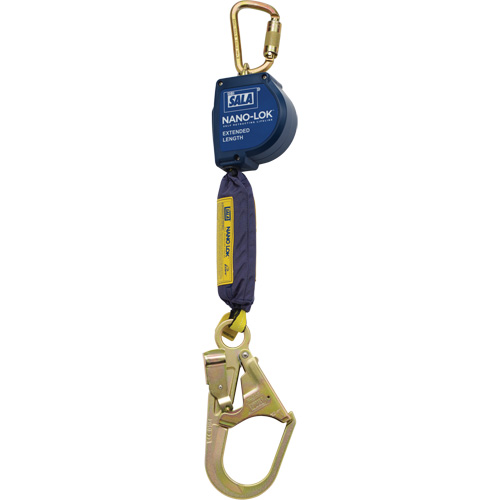 3M DBI Sala Fall Protection 3101611 Nano-Lok Extended Length Self-Retracting Lifeline, 9', Polyester/Web, Swivel