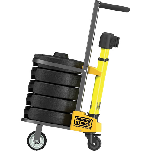 Banner Stakes PL4000-Y Chariot de transport pour barri&egrave;re PLUS, 75' lo, M&eacute;tal, Jaune