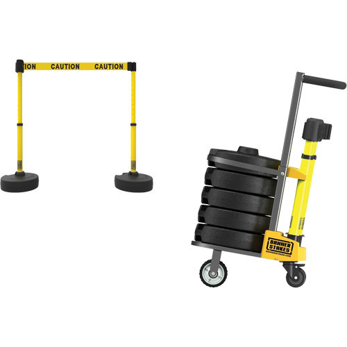 Banner Stakes PL4001 PLUS Barrier Post Cart Kit, 75' L, Metal, Yellow