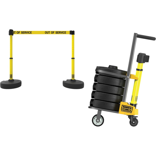 Banner Stakes PL4006 PLUS Barrier Post Cart Kit, 75' L, Metal, Yellow