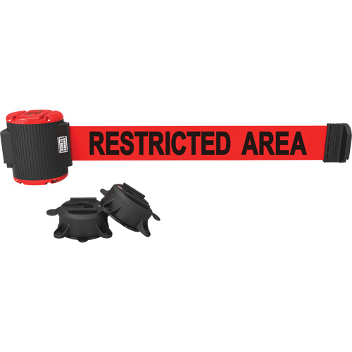 Banner Stakes MH5008 Wall Mount Barrier, Plastic, Magnetic Mount, 30', Red Tape