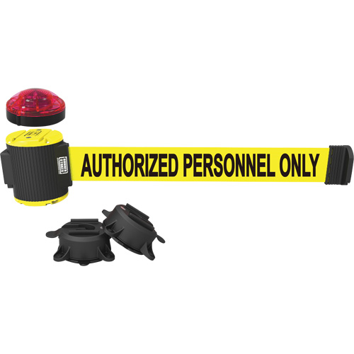 Banner Stakes MH5003L Wall Mount Barrier with Light Kit, Plastic, Magnetic Mount, 30', Yellow Tape
