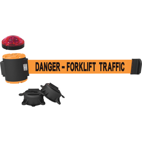 Banner Stakes MH5013L Wall Mount Barrier with Light Kit, Plastic, Magnetic Mount, 30', Orange Tape