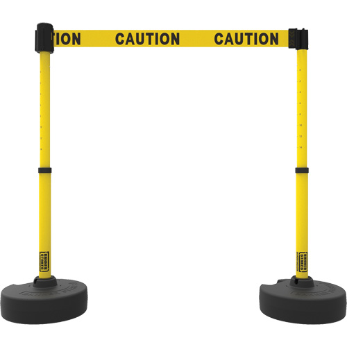 Banner Stakes PL4282 PLUS Barrier Post Set X2, Plastic, 42" H, Yellow Tape, 15' Tape Length