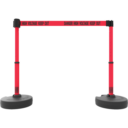 Banner Stakes PL4296 PLUS Barrier Post Set X2, Plastic, 42" H, Red Tape, 15' Tape Length