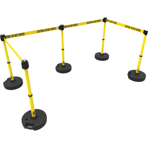 Banner Stakes PL4585 PLUS Barrier Post Set X5, Plastic, 42" H, Yellow Tape, 15' Tape Length