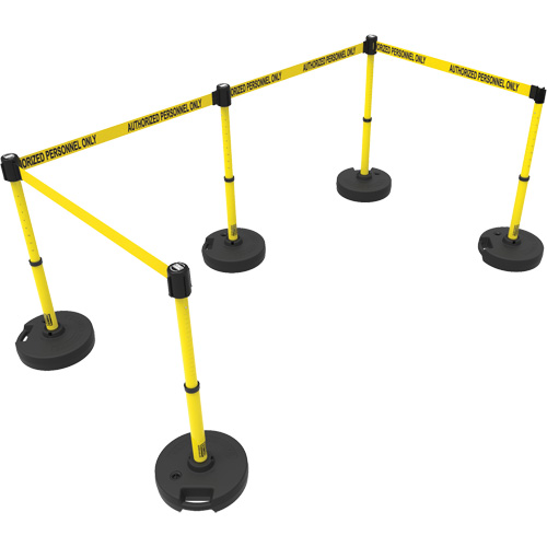 Banner Stakes PL4587 PLUS Barrier Post Set X5, Plastic, 42" H, Yellow Tape, 15' Tape Length