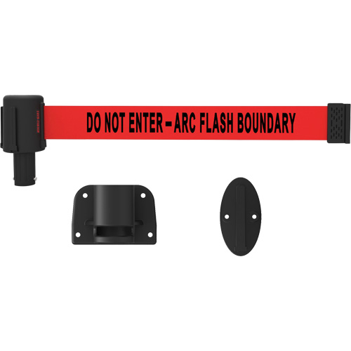 Banner Stakes PL4116 PLUS Wall Mount Barrier System, Plastic, Screw Mount, 15', Red Tape