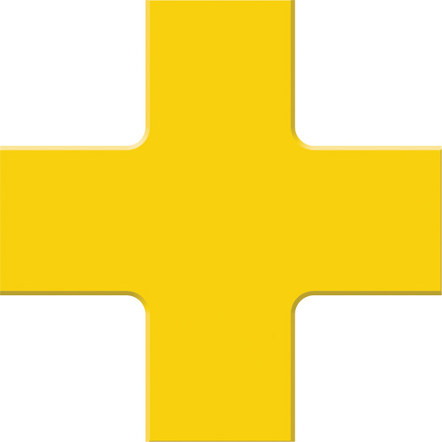 Accuform NMC PTP212YL Tough-Mark Heavy-Duty Floor Marking, Cross, 6" L x 6" W, Yellow, Polyethylene