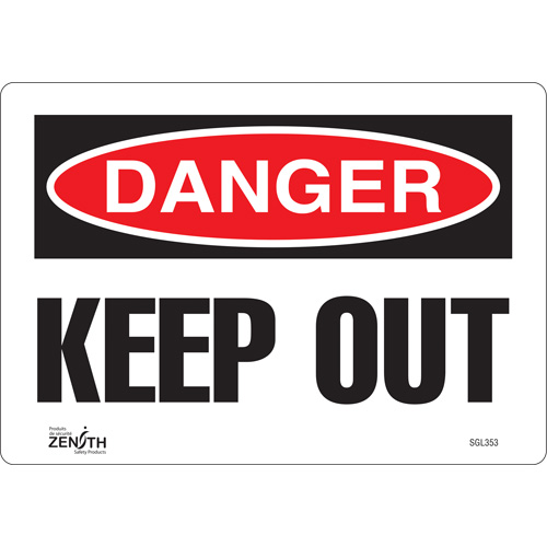Zenith Safety Products SGL353 "Keep Out" Sign, 7" x 10", Vinyl, English