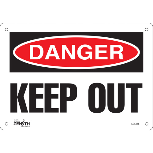 Produits de sécurité Zenith SGL355 Enseigne Keep Out, 7" x 10", Aluminium, Anglais