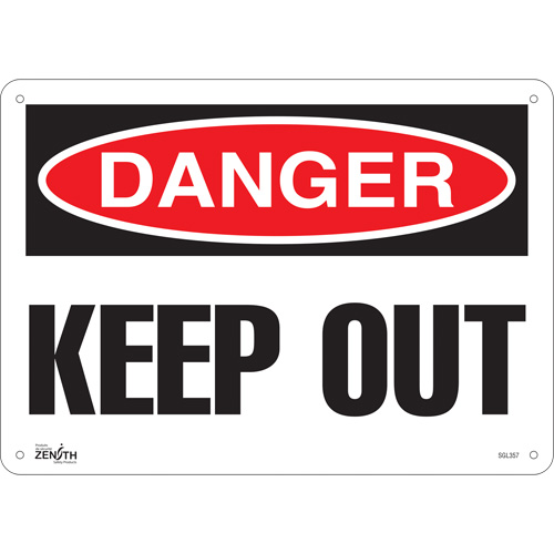 Produits de sécurité Zenith SGL357 Enseigne Keep Out, 10" x 14", Plastique, Anglais