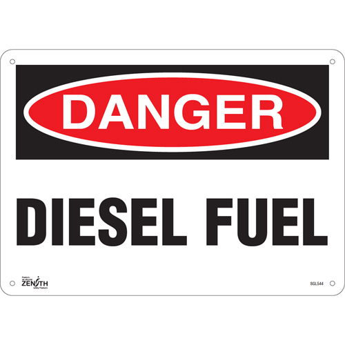 Zenith Safety Products SGL544 "Diesel Fuel" Sign, 10" x 14", Aluminum, English