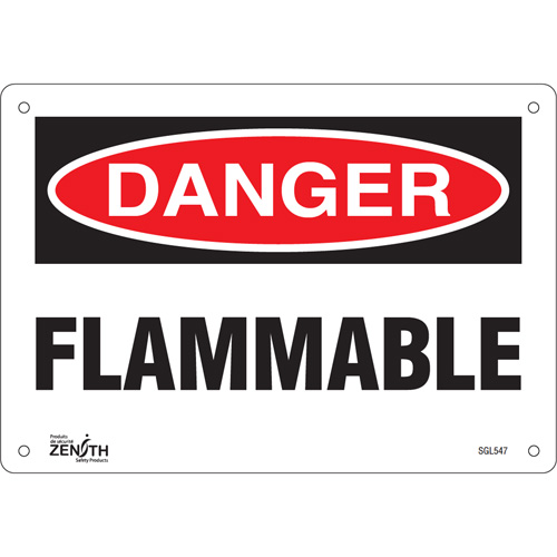 Zenith Safety Products SGL547 "Flammable" Sign, 7" x 10", Aluminum, English