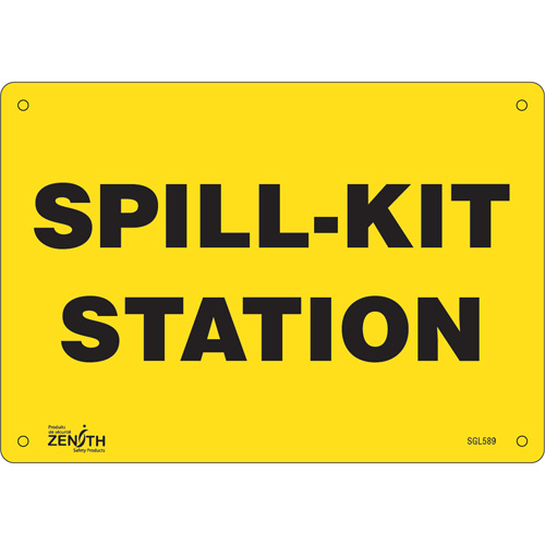 Produits de sécurité Zenith SGL589 Enseigne Spill Kit Station, 7" x 10", Aluminium, Anglais