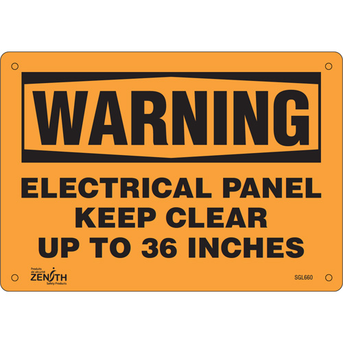 Zenith Safety Products SGL660 "Electrical Panel" Sign, 7" x 10", Plastic, English