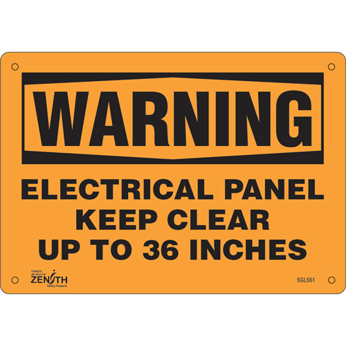 Produits de sécurité Zenith SGL661 Enseigne Electrical Panel, 7" x 10", Aluminium, Anglais