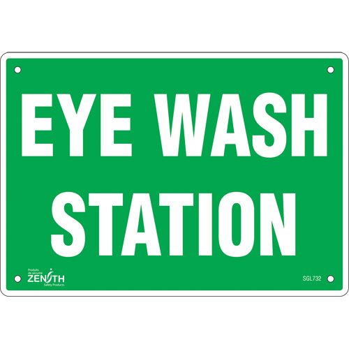Zenith Safety Products SGL732 "Eye Wash Station" Sign, 7" x 10", Plastic, English