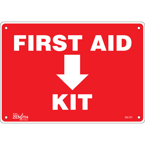 Zenith Safety Products SGL751 "First Aid Kit" Sign, 7" x 10", Aluminum, English with Pictogram