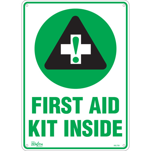 Zenith Safety Products SGL759 "First Aid Kit" Sign, 14" x 10", Plastic, English with Pictogram