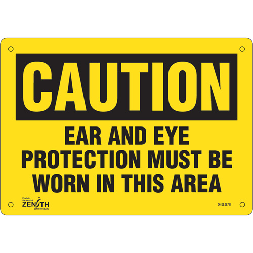 Produits de sécurité Zenith SGL879 Enseigne Ear And Eye Protection, 7" x 10", Aluminium, Anglais