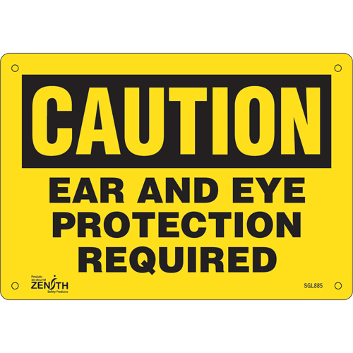 Produits de sécurité Zenith SGL885 Enseigne Ear And Eye Protection, 7" x 10", Aluminium, Anglais