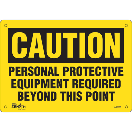 Zenith Safety Products SGL920 "Personal Protective Equipment Required" Sign, 7" x 10", Plastic, English