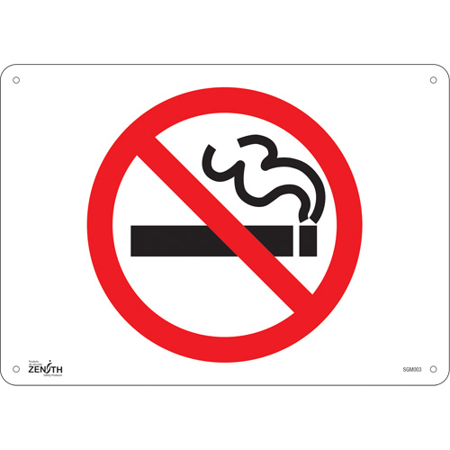 Zenith Safety Products SGM003 "No Smoking" Sign, 10" x 14", Aluminum, Pictogram