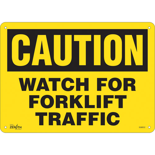 Zenith Safety Products SGM032 "Watch For Forklift" Sign, 10" x 14", Plastic, English