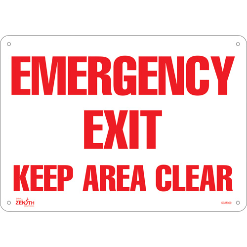 Zenith Safety Products SGM069 "Emergency Exit" Sign, 10" x 14", Aluminum, English