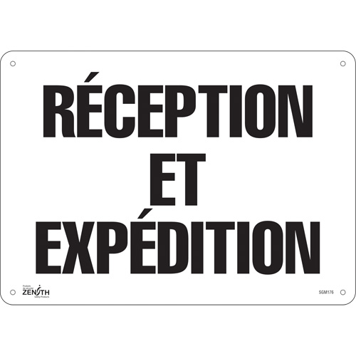 Produits de sécurité Zenith SGM176 Enseigne R&eacute;ception et Exp&eacute;dition, 10" x 14", Aluminium, Français