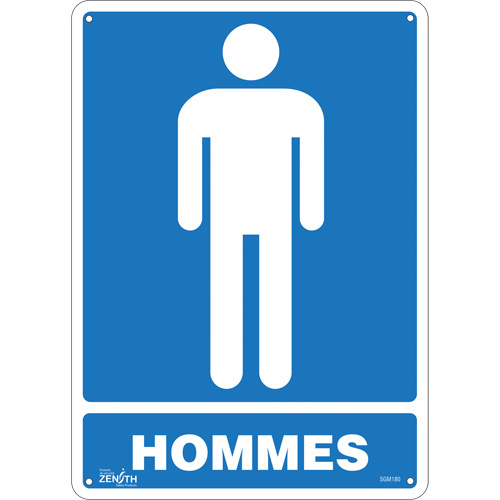 Produits de sécurité Zenith SGM180 Enseigne Hommes, 14" x 10", Aluminium, Français avec pictogramme