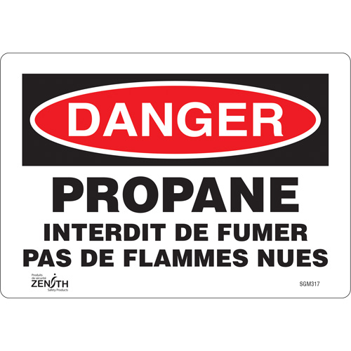 Produits de sécurité Zenith SGM317 Enseigne Propane - Interdit De Fumer, 7" x 10", Vinyle, Français