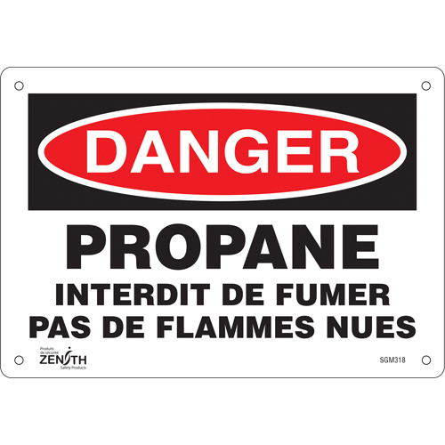 Produits de sécurité Zenith SGM318 Enseigne Propane - Interdit De Fumer, 7" x 10", Plastique, Français