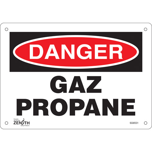 Produits de sécurité Zenith SGM331 Enseigne Gaz Propane, 7" x 10", Aluminium, Français