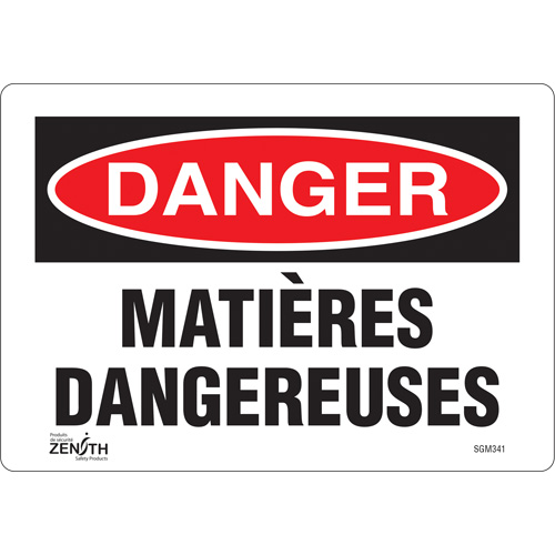 Produits de sécurité Zenith SGM341 Enseigne Mati&egrave;res Dangereuses, 7" x 10", Vinyle, Français