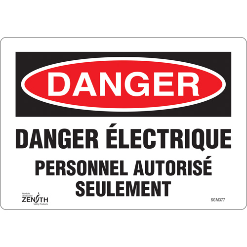 Zenith Safety Products SGM377 "Personnel Autoris&eacute; Seulement" Sign, 7" x 10", Vinyl, French