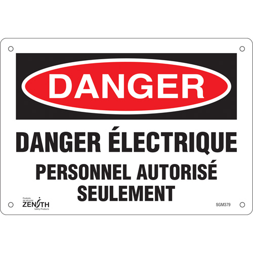 Produits de sécurité Zenith SGM379 Enseigne Personnel Autoris&eacute; Seulement, 7" x 10", Aluminium, Français