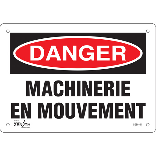 Produits de sécurité Zenith SGM464 Enseigne Machinerie en Mouvement, 7" x 10", Plastique, Français