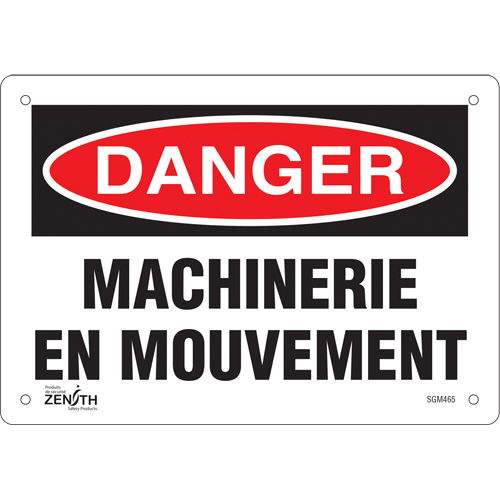 Produits de sécurité Zenith SGM465 Enseigne Machinerie en Mouvement, 7" x 10", Aluminium, Français