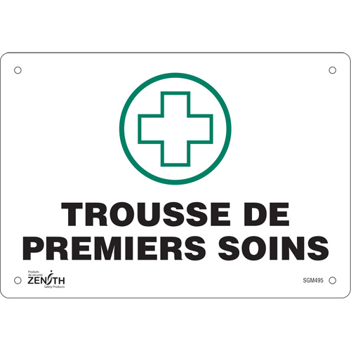Produits de sécurité Zenith SGM495 Enseigne Premiers Soins, 7" x 10", Aluminium, Français avec pictogramme