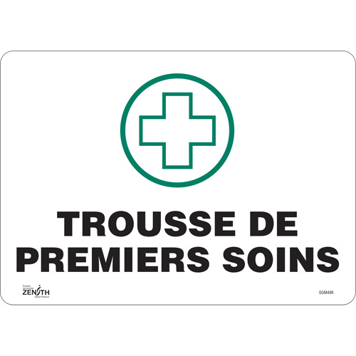 Produits de sécurité Zenith SGM496 Enseigne Premiers Soins, 10" x 14", Vinyle, Français avec pictogramme