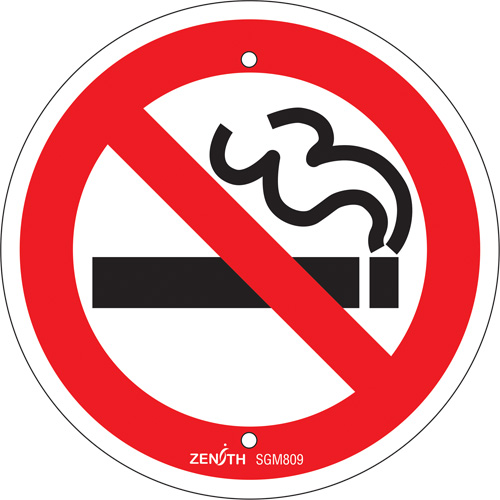 Produits de sécurité Zenith SGM809 Enseigne de s&eacute;curit&eacute; conforme &agrave; la CSA - No Smoking, 6" x 6", Plastique, Pictogramme