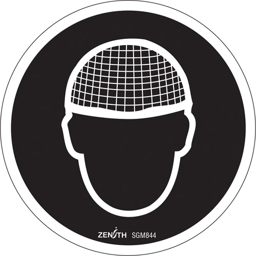 Zenith Safety Products SGM844 Hair Net Required CSA Standard Safety Sign, 6" x 6", Vinyl, Pictogram