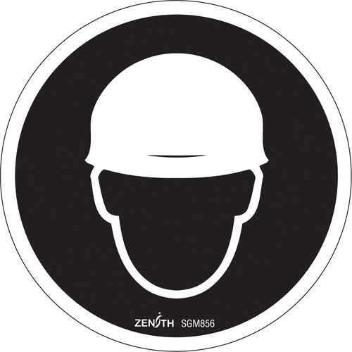 Zenith Safety Products SGM856 Hardhat Protection Required CSA Standard Safety Sign, 6" x 6", Vinyl, Pictogram