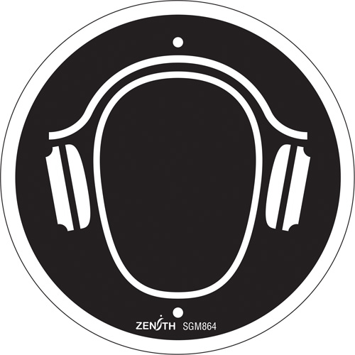 Produits de sécurité Zenith SGM864 Enseigne de s&eacute;curit&eacute; conforme &agrave; la CSA - Hearing Protection Required, 6" x 6", Aluminium, Pictogramme